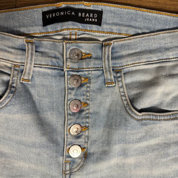 Veronica Beard Carolyn Baby Boot Kick Flare High Rise Jeans Pink Stripe Size 29 - Picture 5 of 10